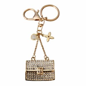 LV Gold Flower Charm Repurposed On Gold Rhinestone Handbag Charm / Keychain